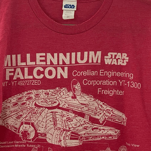 Star Wars Millennium Falcon Graphic Tee M Space Cyberpunk Fandom Spacecore Geek - Picture 6 of 11